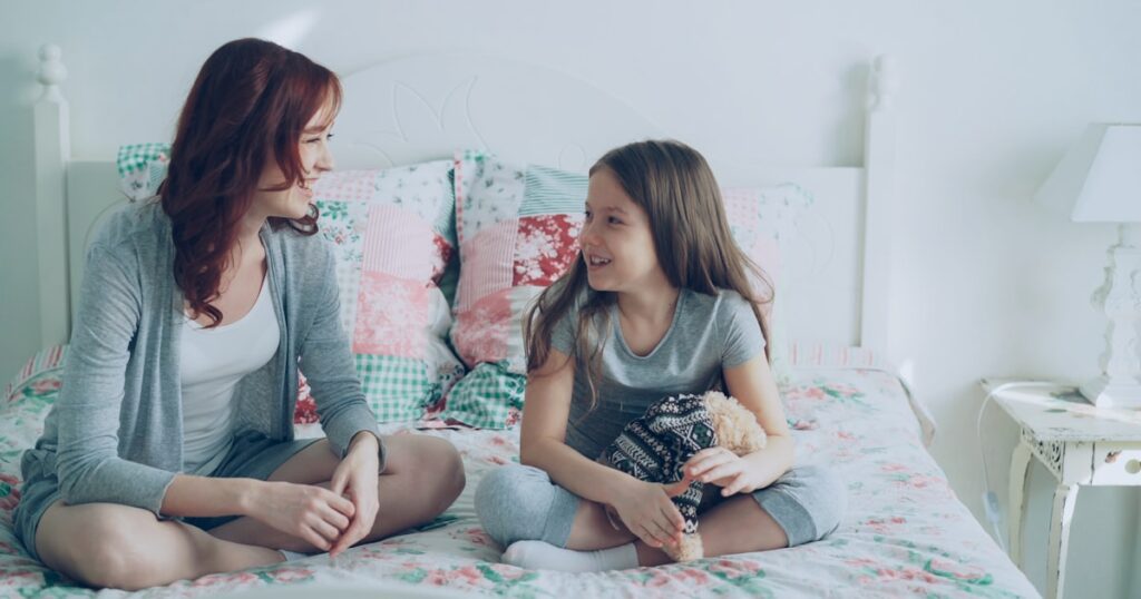 A parent telling a child about divorce gently