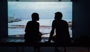 A couple sitting apart, the mixed-agenda situation discernment counseling addresses