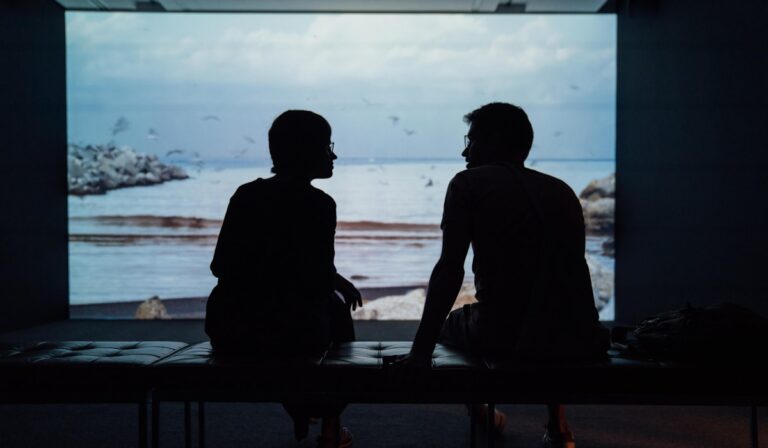 A couple sitting apart, the mixed-agenda situation discernment counseling addresses