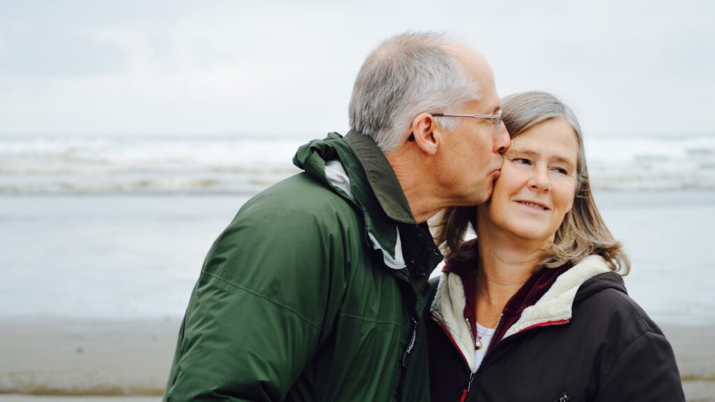 Fondness and admiration between an older couple sharing an affectionate moment