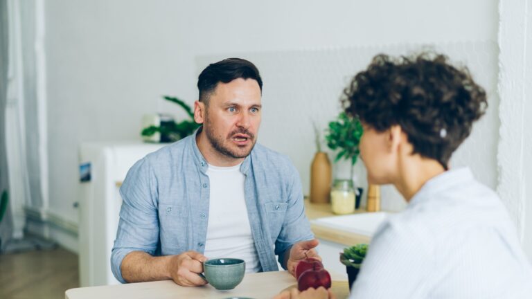 Couple having an honest conversation at a table