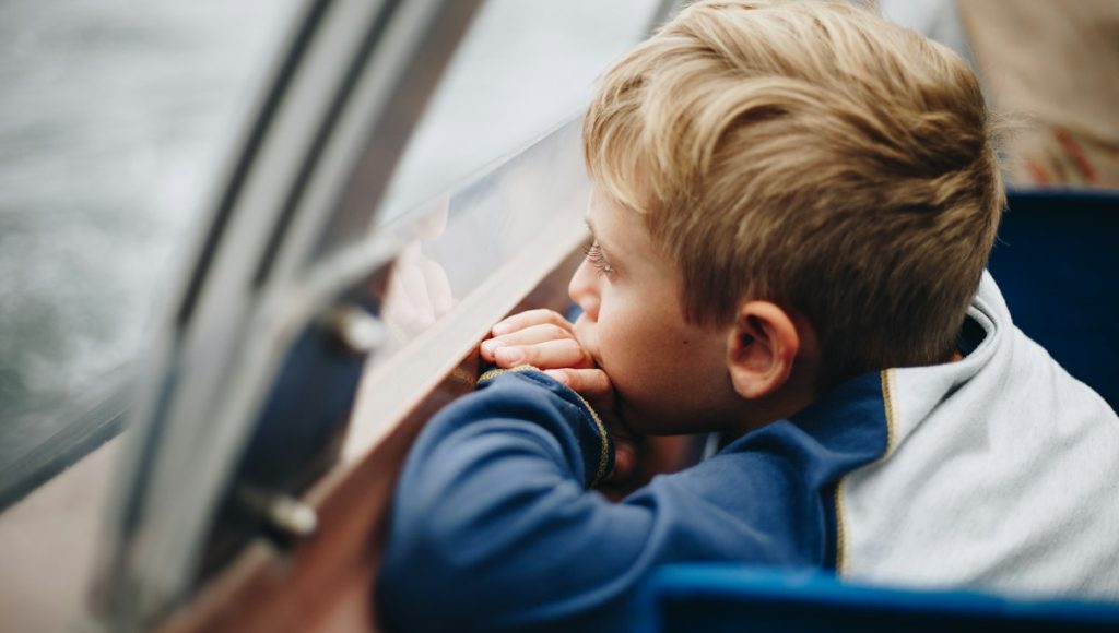 A quiet highly sensitive child gazing out a window